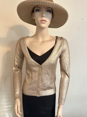 Angie Metallic Gold Women's Cardigan size M fits S